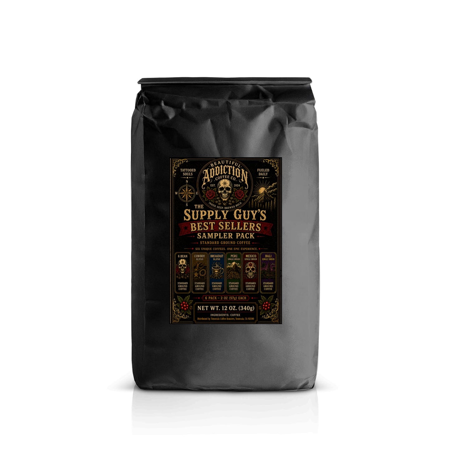 Best Sellers Sample Pack: 6Bean, Cowboy, Breakfast, Peru, Mexico, Bali